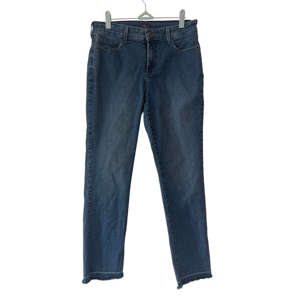 NYDJ Size 10 Boyfriend Jeans Distressed Blue Denim 5 Pocket Detailed